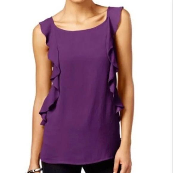 INC Purple Ruffle Tank - Picture 1 of 3